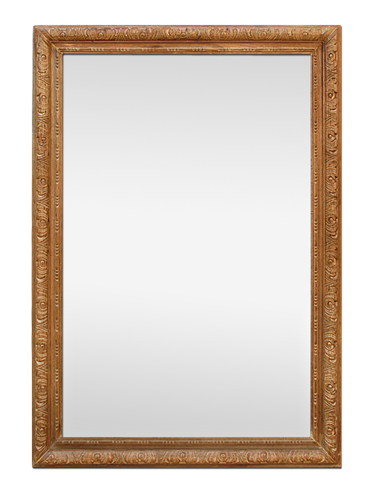 Grand miroir ancien en bois, chêne sculpté main