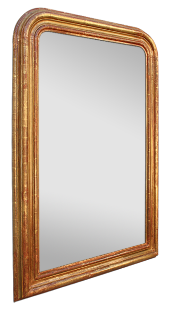 Grand miroir ancien cheminée bois doré patiné