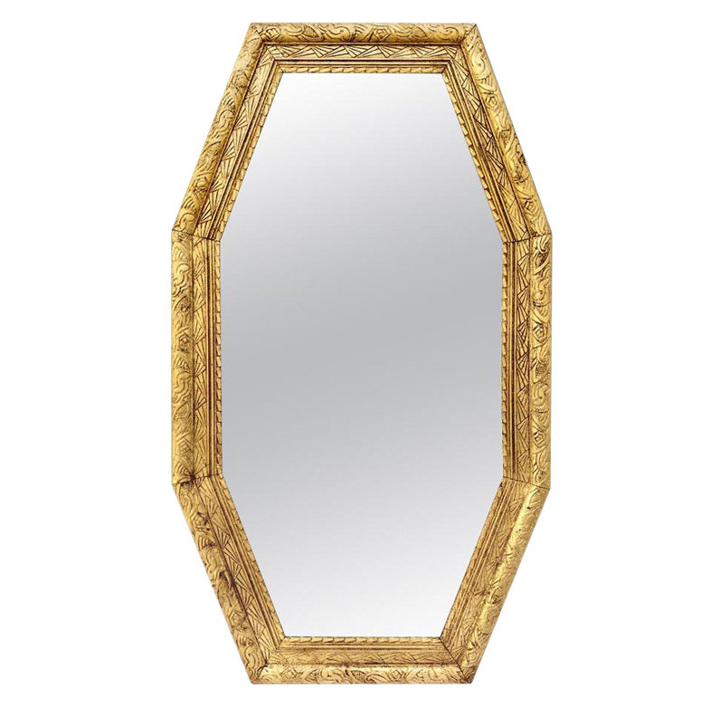grand miroir ancien dore octogonal circa 1930