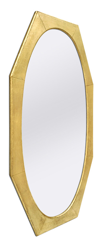 grand miroir ancien dore octogonal glace ovale circa 1950