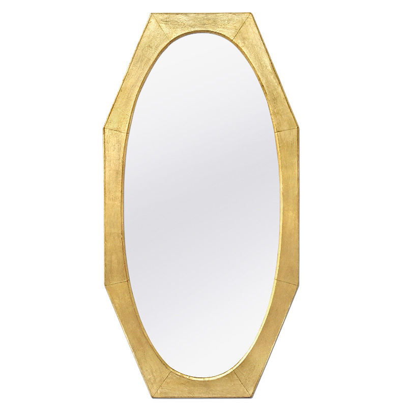 grand miroir ancien octogonal bois dore circa 1950