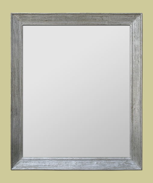 Grand miroir année 50 bois moulure argent patiné