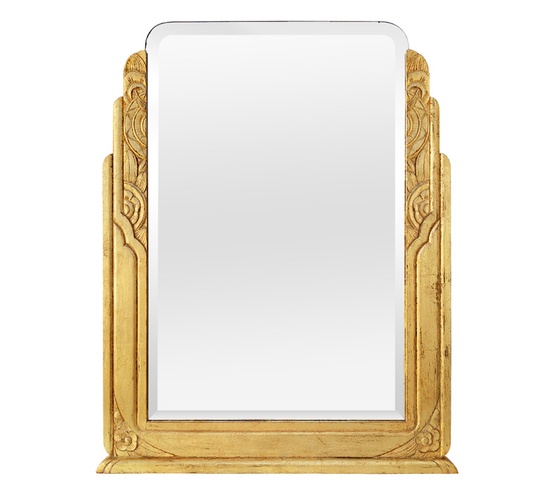 Grand miroir bois doré style Art Déco, glace miroir vintage circa 1940