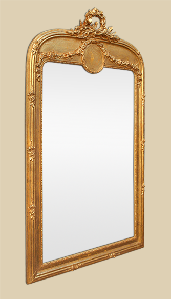 Grand miroir cheminée Art Nouveau décor style Louis XVI