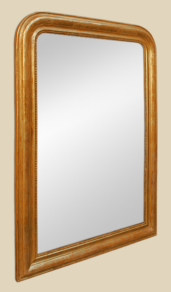 Grand miroir cheminée ancien bois doré à la feuille