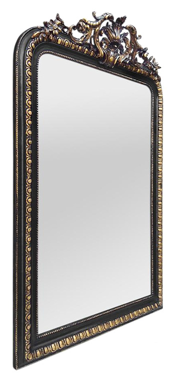 grand miroir cheminee noir dore fronton epoque napoleon 3