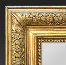 Miroir ancien décors perles et lierre