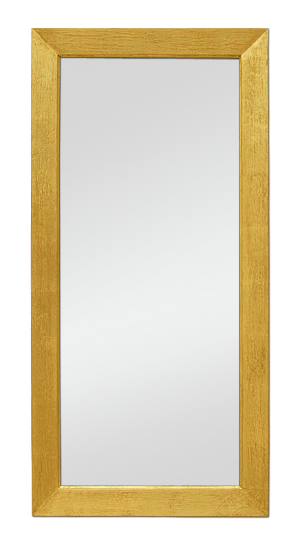 Grand miroir rectangulaire en bois doré patiné