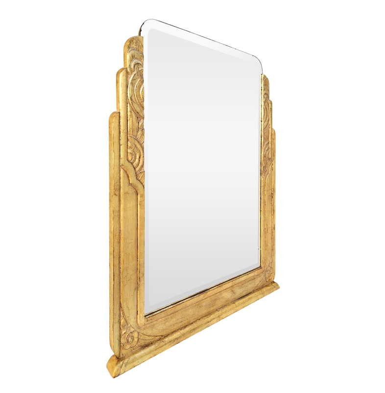 Grand miroir doré style Art Deco glace ancienne biseauté d'origine