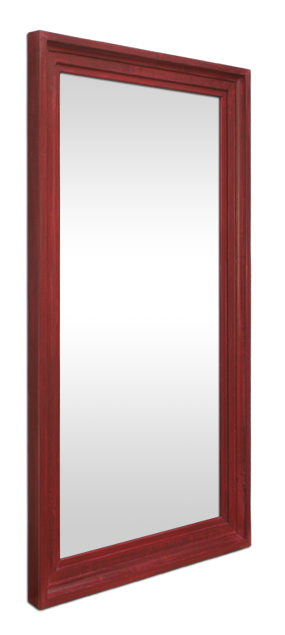 Grand miroir haut ancien couleur rouge patine 50