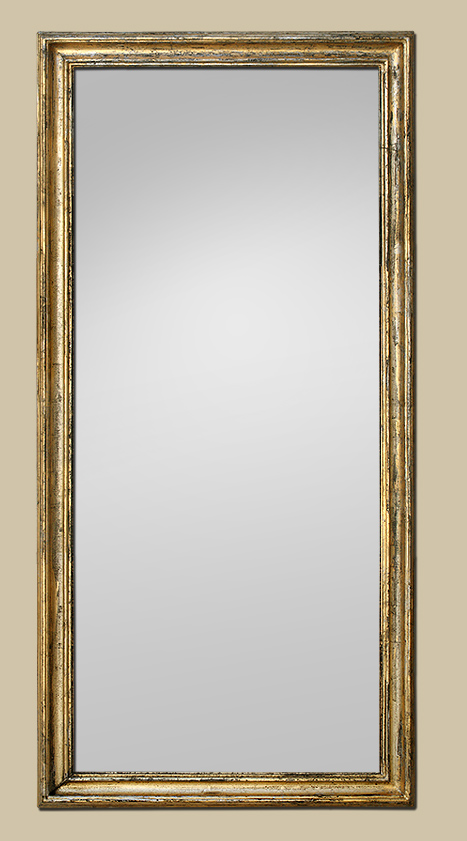 Grand miroir haut ancien, bois doré vermeil