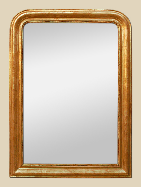 Grand miroir Louis-Philippe, grand miroir cheminée bois doré 