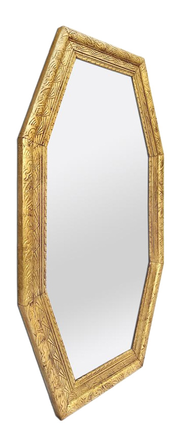 grand miroir octogonal dore ancien style art deco