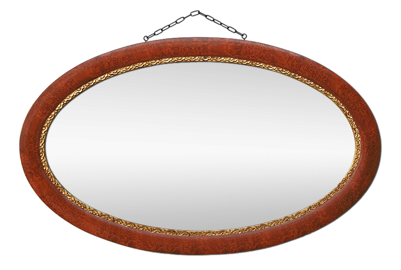 Grand miroir ovale ancien imitation bois de loupe
