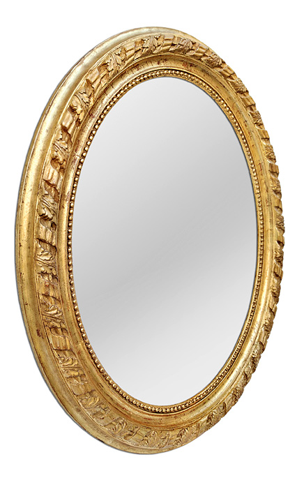 grand miroir ovale dore ancien 1860