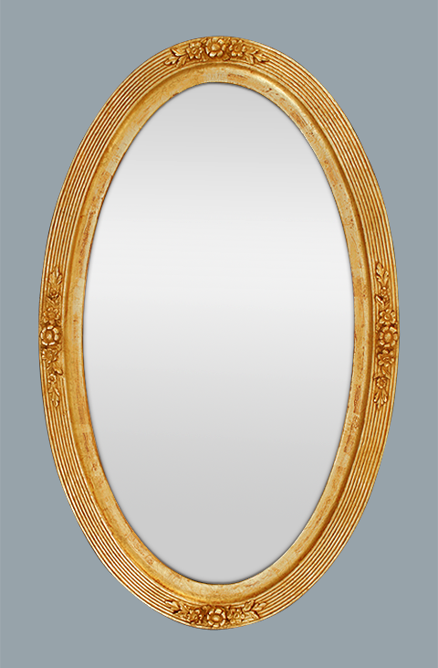 Grand miroir ovale doré époque 1900