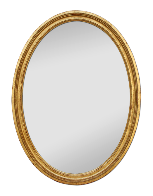 Grand miroir ovale bois doré moderne