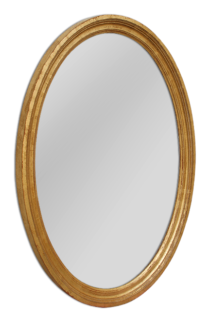 Grand miroir ovale déco doré moderne