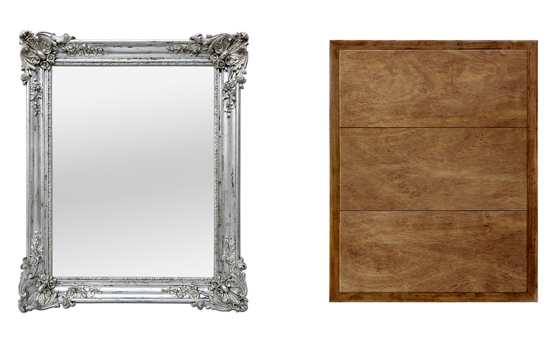 miroir ancien argent patine louis xv style parquetage bois