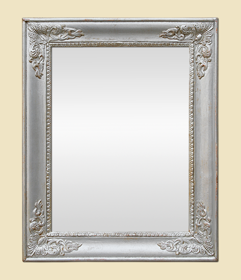 Miroir ancien argenté décor style restauration 19ème siècle