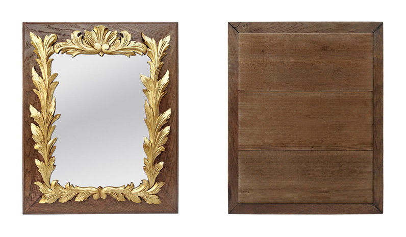 miroir ancien bois chene naturel decor bois dore circa 1940