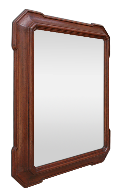 Miroir ancien en bois teinté acajou 19 ème