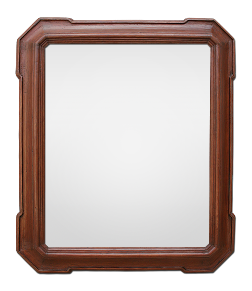 Miroir ancien bois teinté acajou foncé fi 19ème