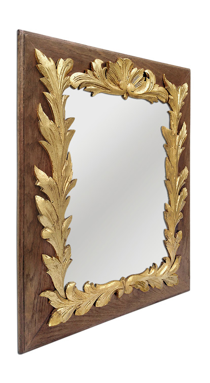 miroir ancien circa 1940 chene naturel bois dore sculpte