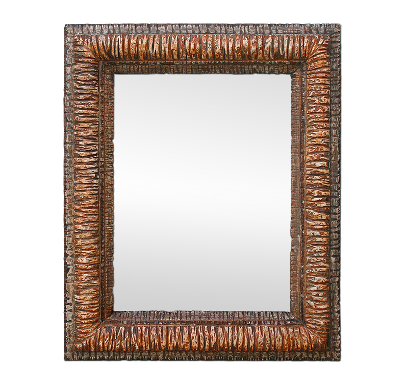 Miroir ancien couleur marron patiné 19ème siècle