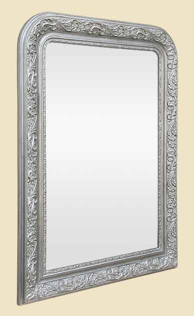 Miroir ancien de style Louis Philippe argenté patiné déco