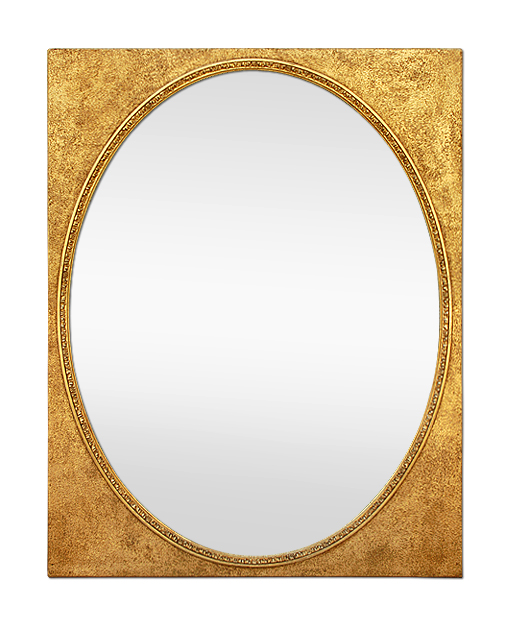Miroir ancien doré avec glace ovale