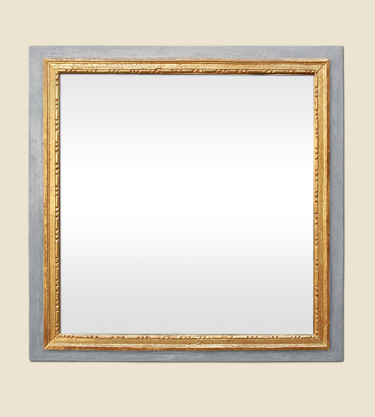 Miroir ancien époque Louis XVI bois doré sur boiserie gris