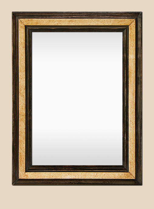 Miroir ancien imitation bois beige marron clair époque 1880