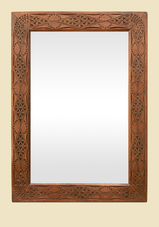 Miroir ancien orientaliste bois sculpté exotique début XXème
