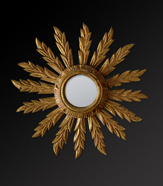 miroir ancien rond forme soleil