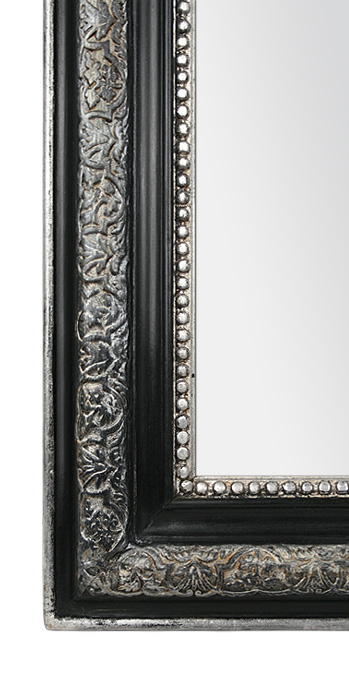 Miroir ancien style Louis-philippe noir argent patin