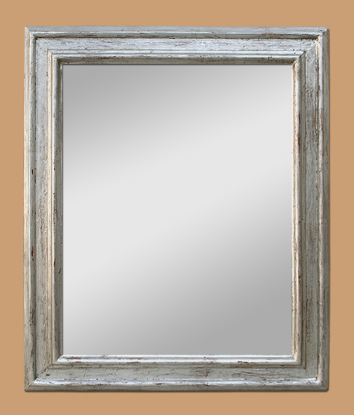 Miroir ancien argenté à profil inversé