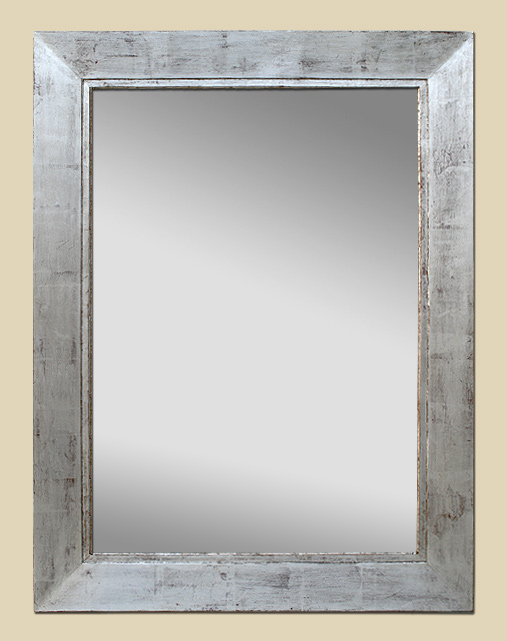 Grand miroir patiné argenté