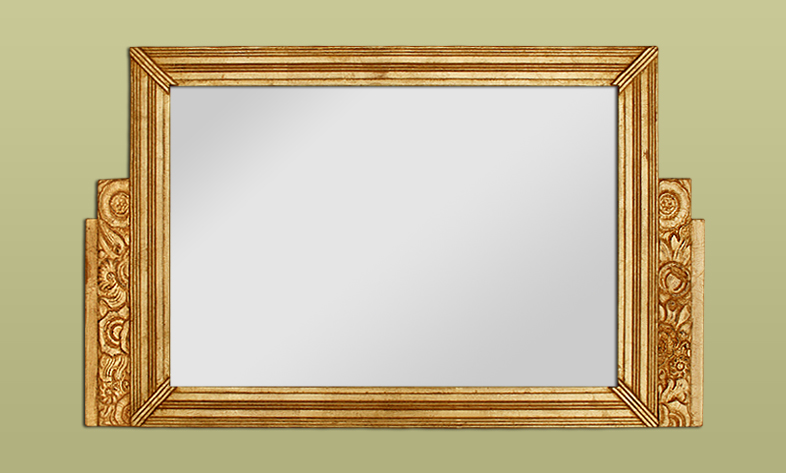 Miroir ancien Art Déco, doré patiné