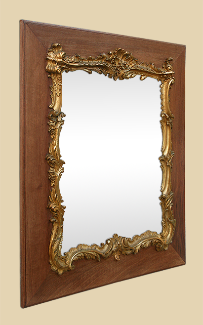 Miroir baroque style Louis XV, miroir rococo or et bois
