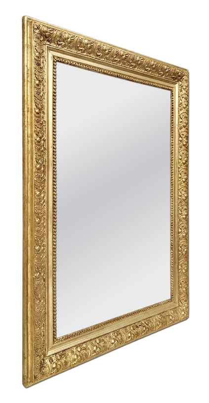 Miroir bois doré ancien décor feuilles de vigne