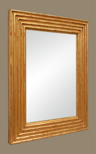 Miroir bois doré à la feuille décor de cannelures