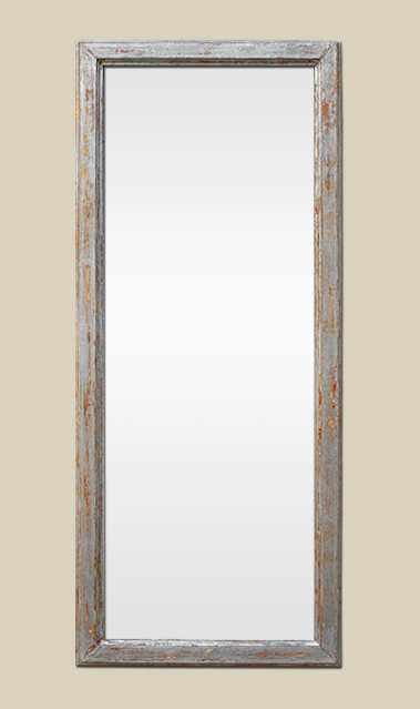 Miroir bois moulure argent patine vieilli 1960