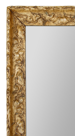 Cadre miroir ancien bois doré vielli à décors de coquelicot style art déco