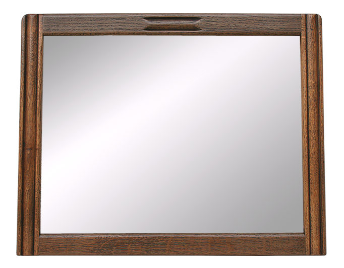 Miroir ancien en bois naturel, bois de chêne bicolore