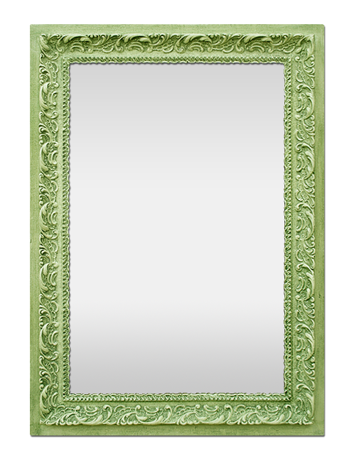 Miroir couleur vert patine décor baroque