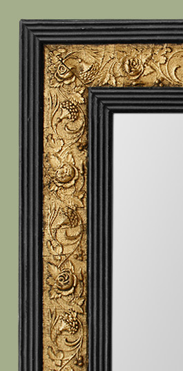 Miroir de style art nouveau décors roses et héliotropes