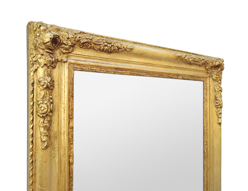 miroir dore ancien epoque romantique decors roses 1840