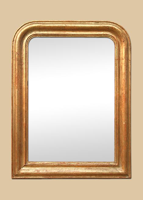 Miroir doré cuivré patiné ancien style Louis Philippe