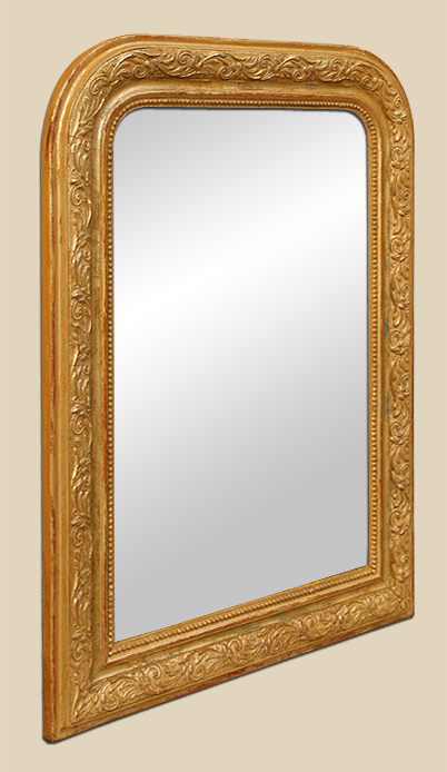 Miroir ancien style Louis Philippe à décor de feuillages